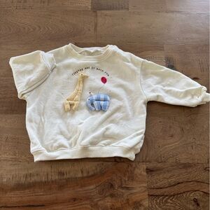 Zara baby NWT Cream Animal stuffed Sweatshirt size 3 - 6 months
